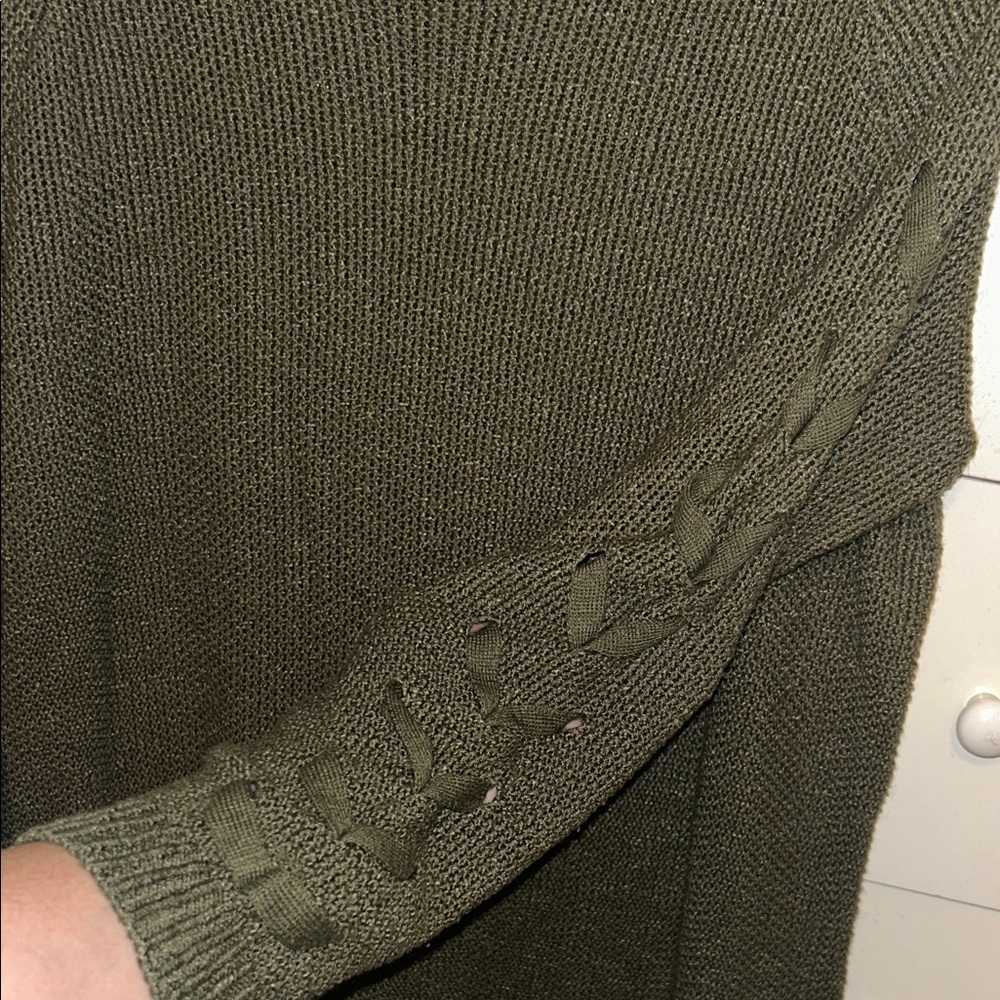 Charming Charlie Olive Crew Neck Sweater
